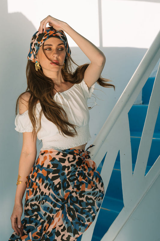 Blue Tiger wrap skirt