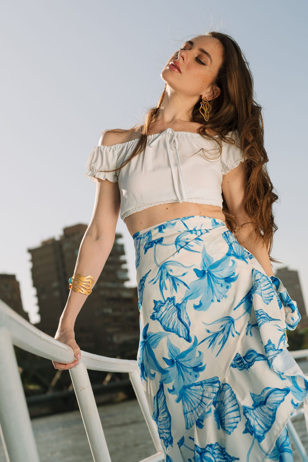 blue sea wrap skirt